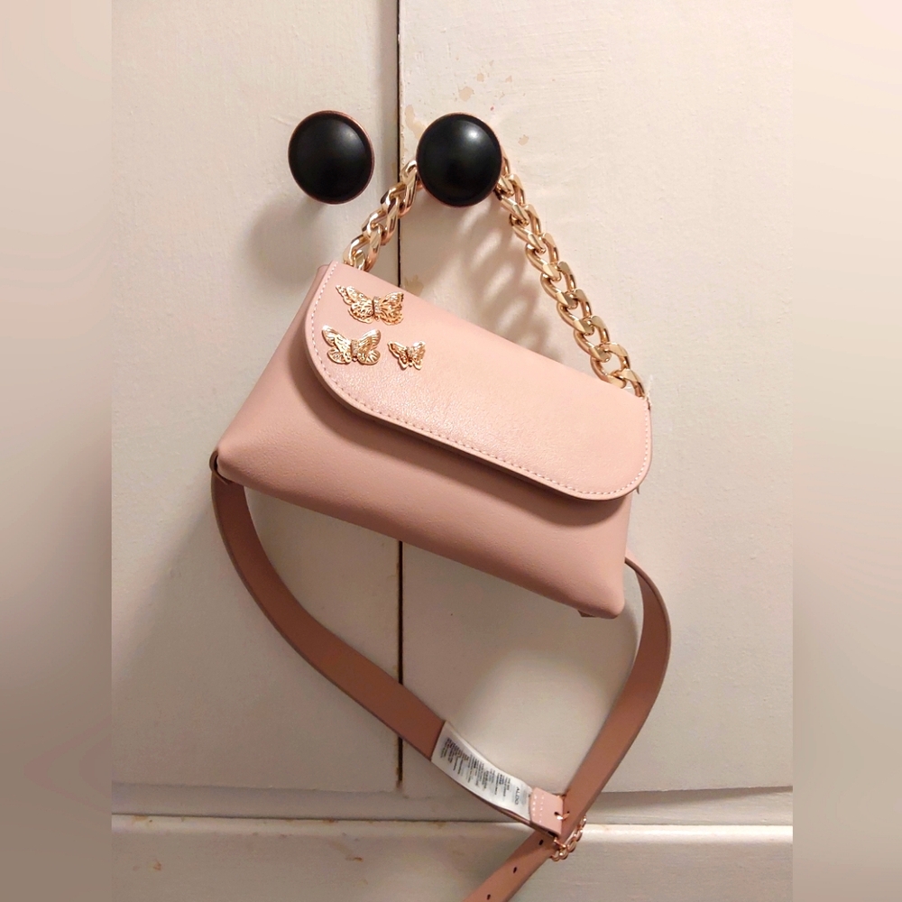 NWT ALDO belt bag in pink with butterfly pattern